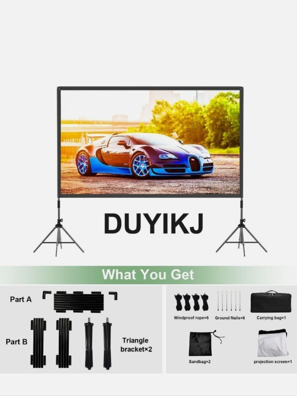 PROJECTOR SCREEN Indoor/Outdoor 120" MOVIE NIGHT w/Stand BRAND-NEW w/tags